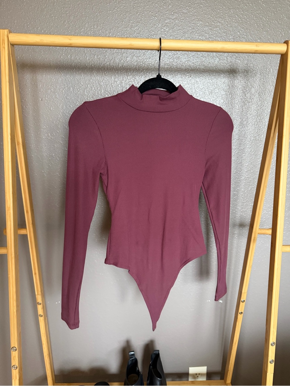 Girlfriend Collective Long Sleeve Mock Neck Bodysuit in Mauve